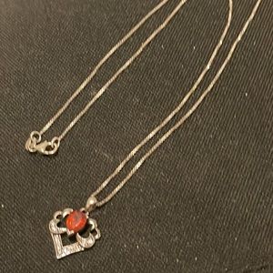 made in italy sterling silver 925 red stone necklace